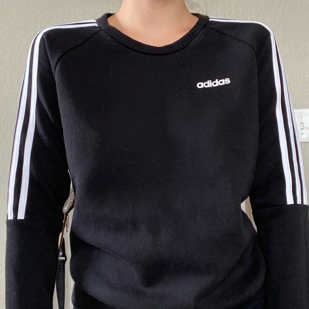 adidas black sport stripe sweatshirt